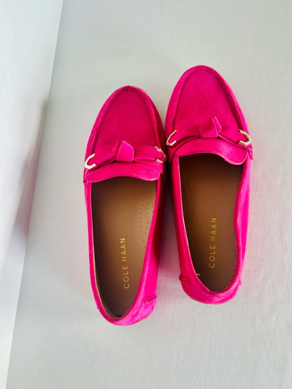 Cole Haan Bright Pink Suede Loafers